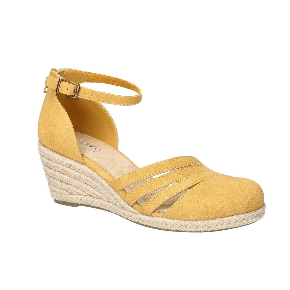 DEFECT Easy Street Women Daytona Buckle Clasp Wedge Heel Sandal 7.5 $70 RY1447